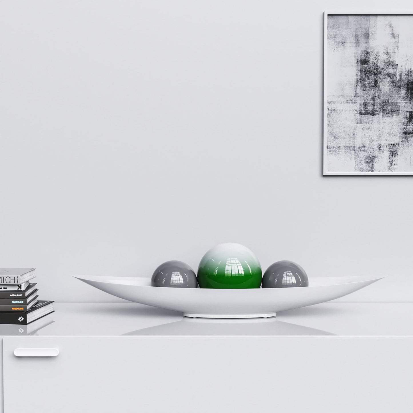 Ceramic Canoe & Three Balls Set - Faded Colors - Synchrony Art INC