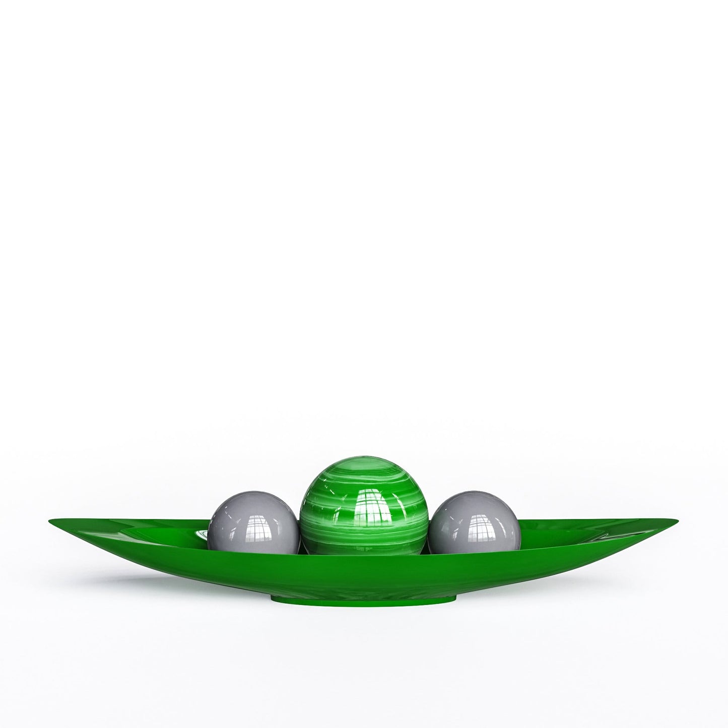 Ceramic Canoe & Three Balls Set - Exotic Marbles - Synchrony Art INC