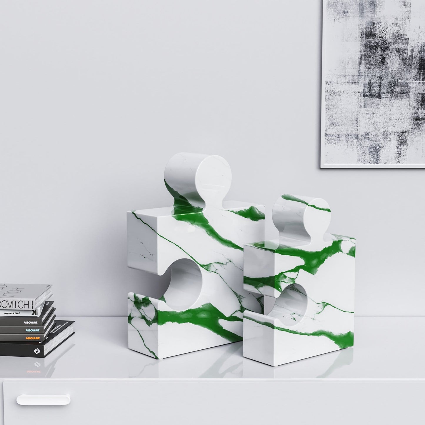 Ceramic Puzzle Set - Classic - White Marbles - Synchrony Art INC