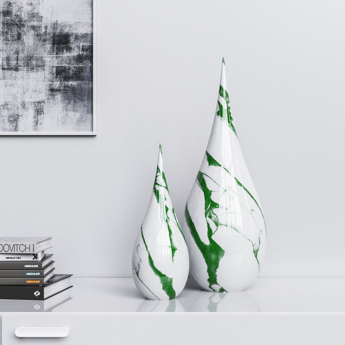 Ceramic Drop Set - White Marbles - Synchrony Art INC