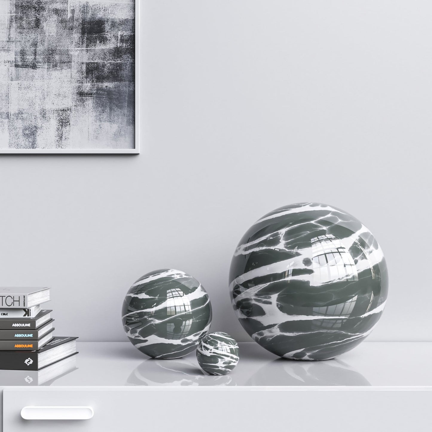 Ceramic Spheres - Three Pieces Set - Color Marbles - Synchrony Art INC