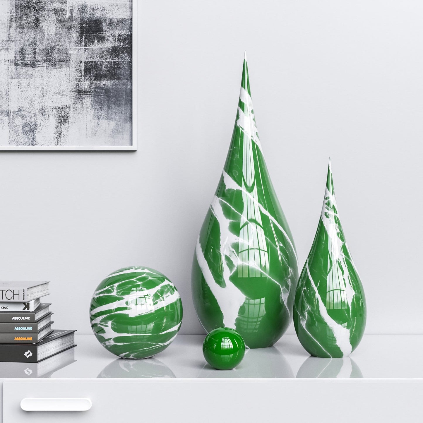 Ceramic Drop & Sphere Set -Color Marbles - Synchrony Art INC