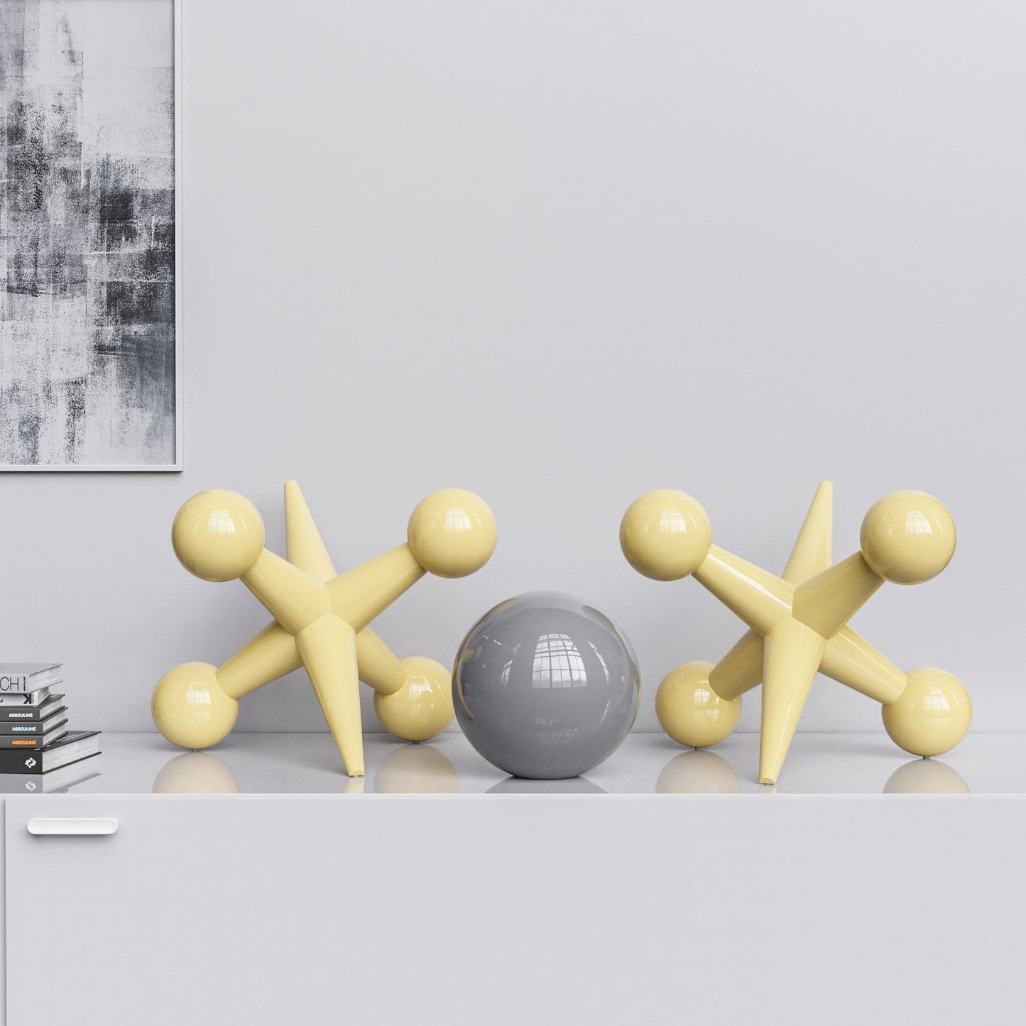 Ceramic 18"Jacks & 10" Ball  Set - Plain Colors - Synchrony Art INC