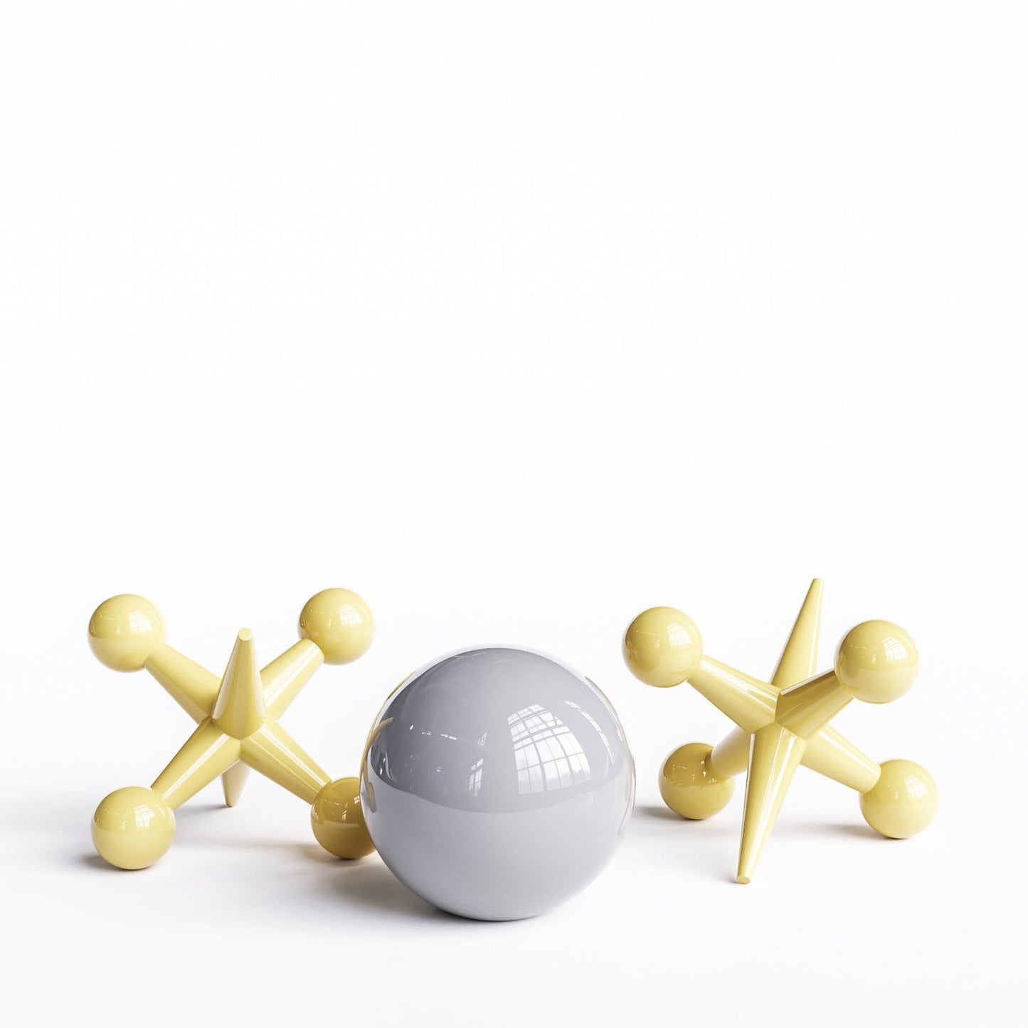 Ceramic 18"Jacks & 16" Ball  Set - Plain Colors - Synchrony Art INC