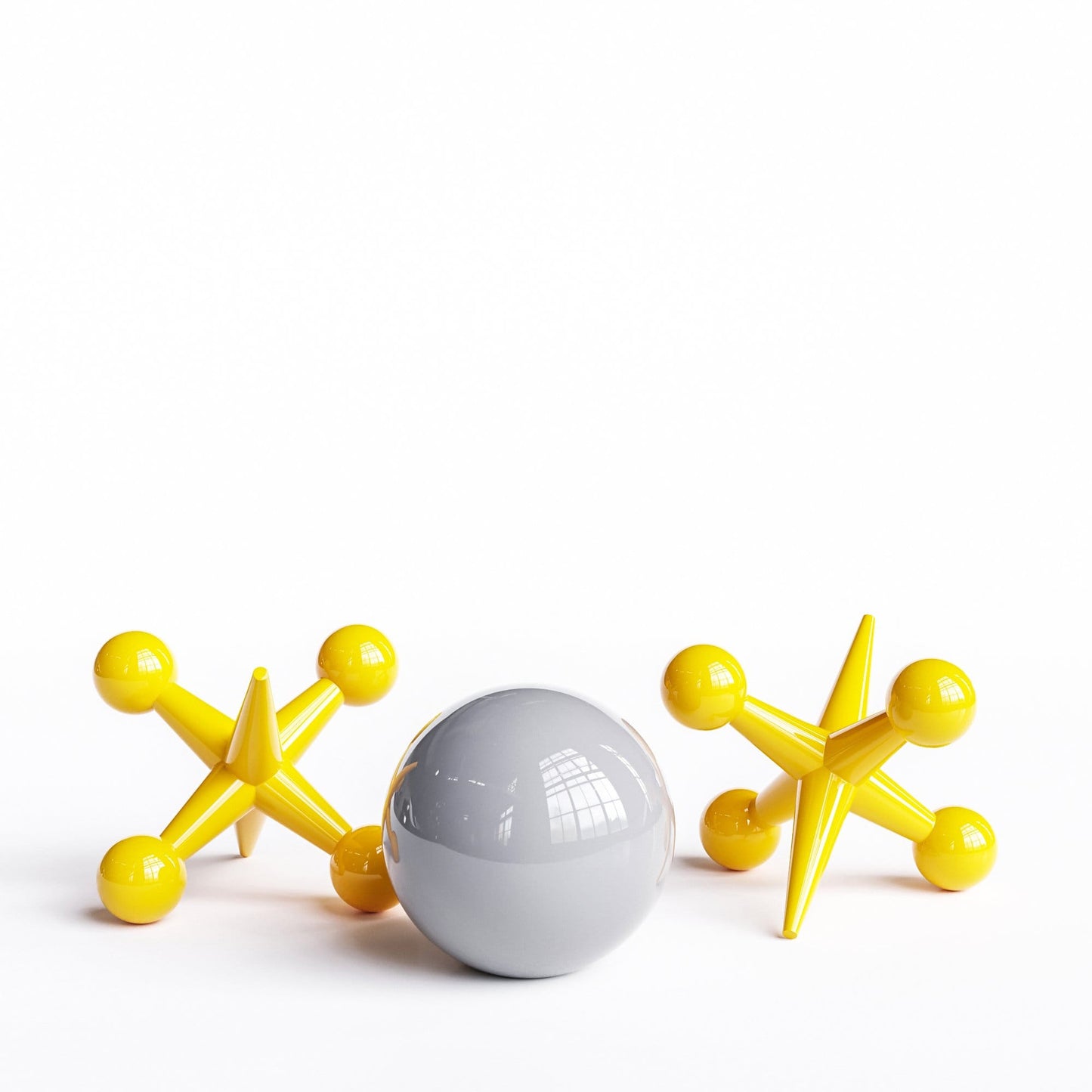 Ceramic 18"Jacks & 16" Ball  Set - Plain Colors - Synchrony Art INC