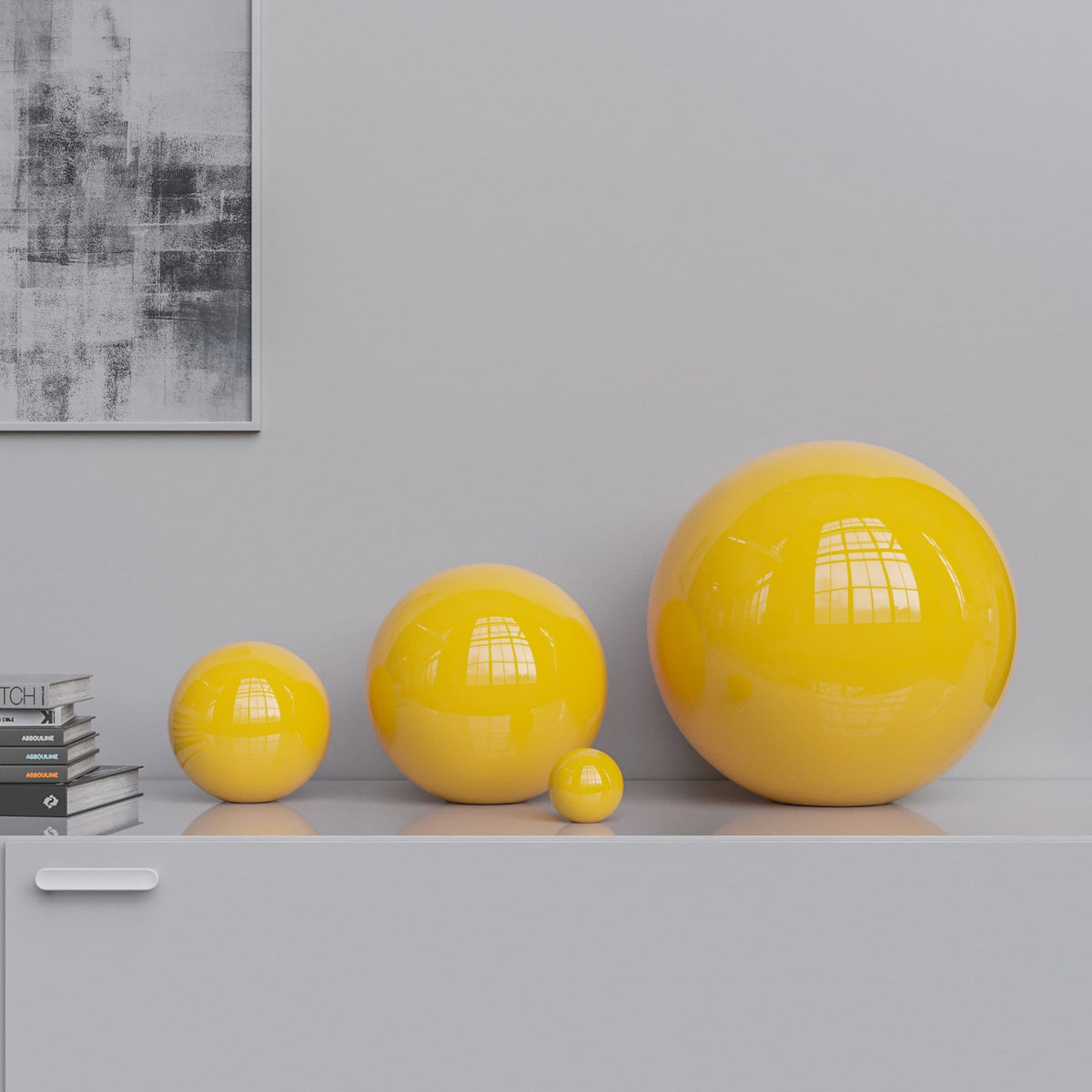 Ceramic Sphere Four Pieces Set - Plain Colors - Synchrony Art INC