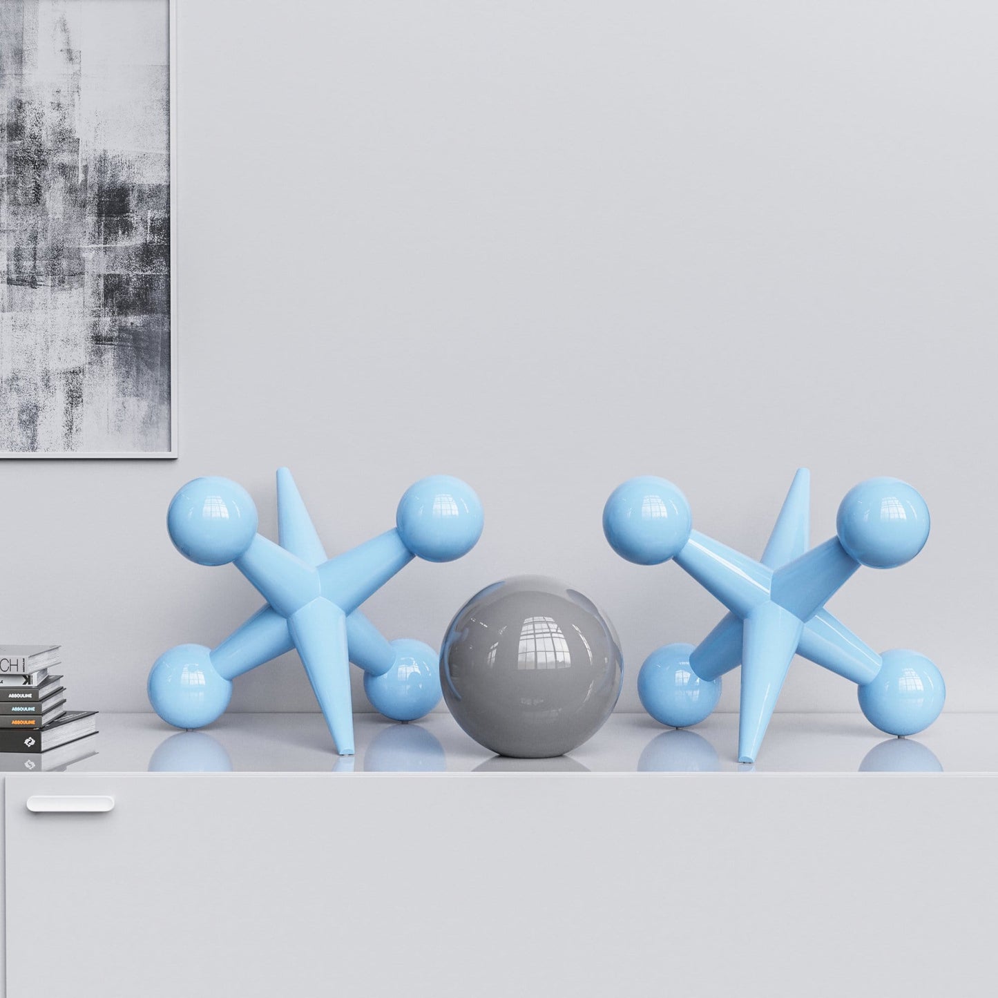 Ceramic 18"Jacks & 10" Ball  Set - Plain Colors - Synchrony Art INC