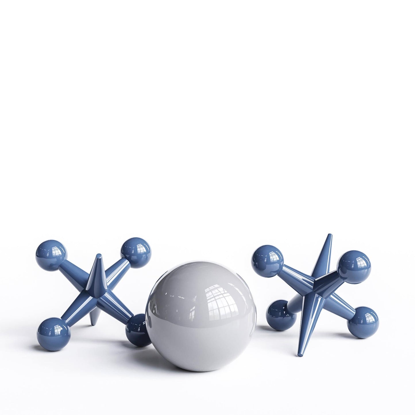 Ceramic 18"Jacks & 16" Ball  Set - Plain Colors - Synchrony Art INC