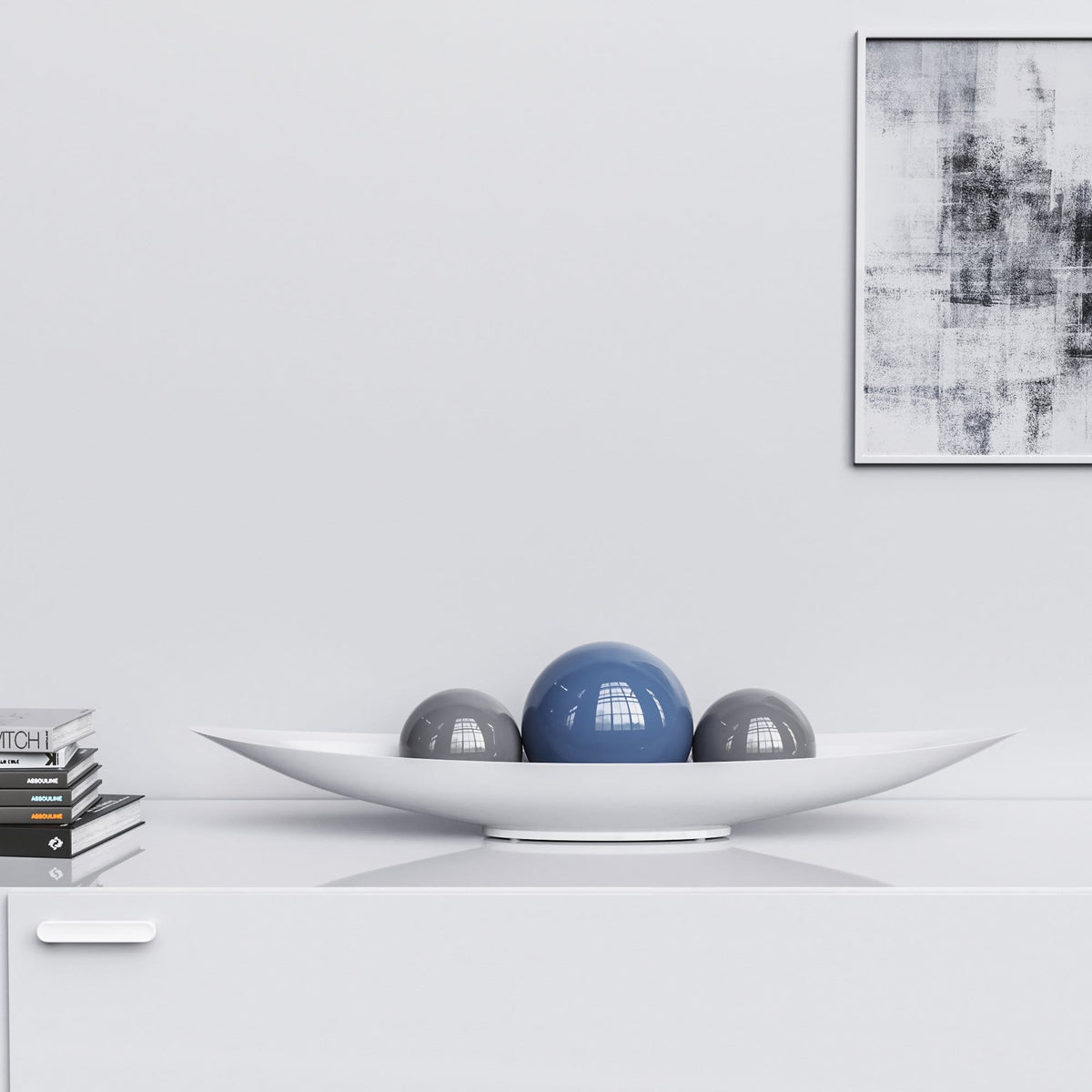 Ceramic Canoe & Three Balls Set - Plain Colors - Synchrony Art INC