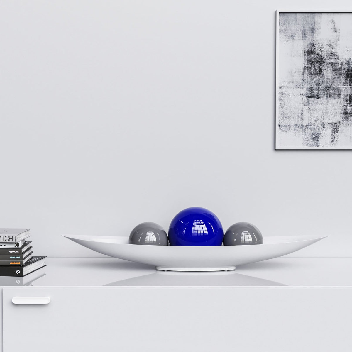 Ceramic Canoe & Three Balls Set - Plain Colors - Synchrony Art INC