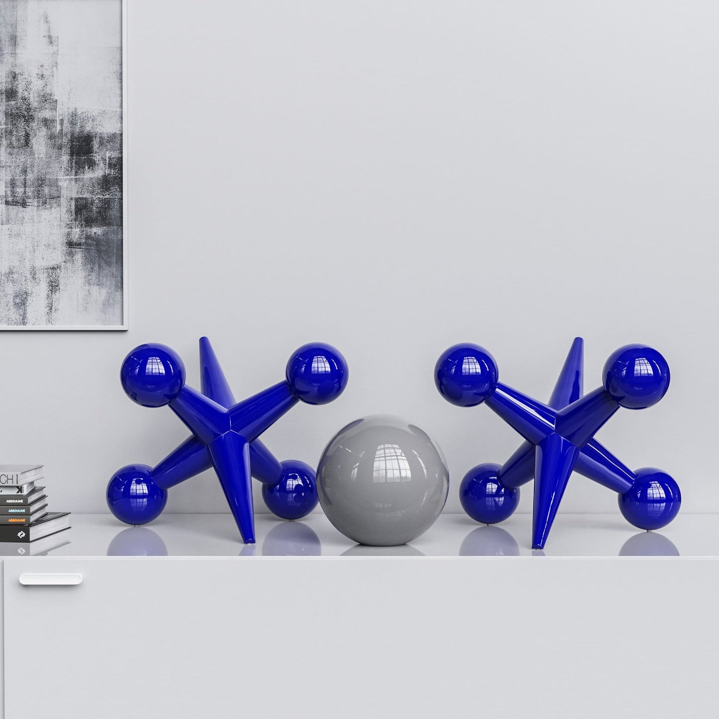 Ceramic 18"Jacks & 10" Ball  Set - Plain Colors - Synchrony Art INC