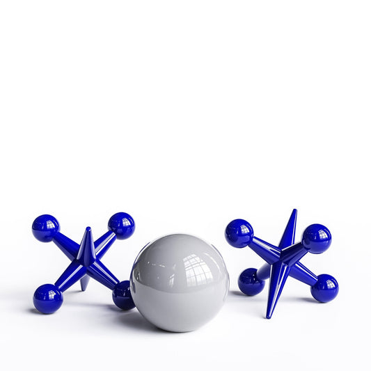 Ceramic 18"Jacks & 16" Ball  Set - Plain Colors - Synchrony Art INC