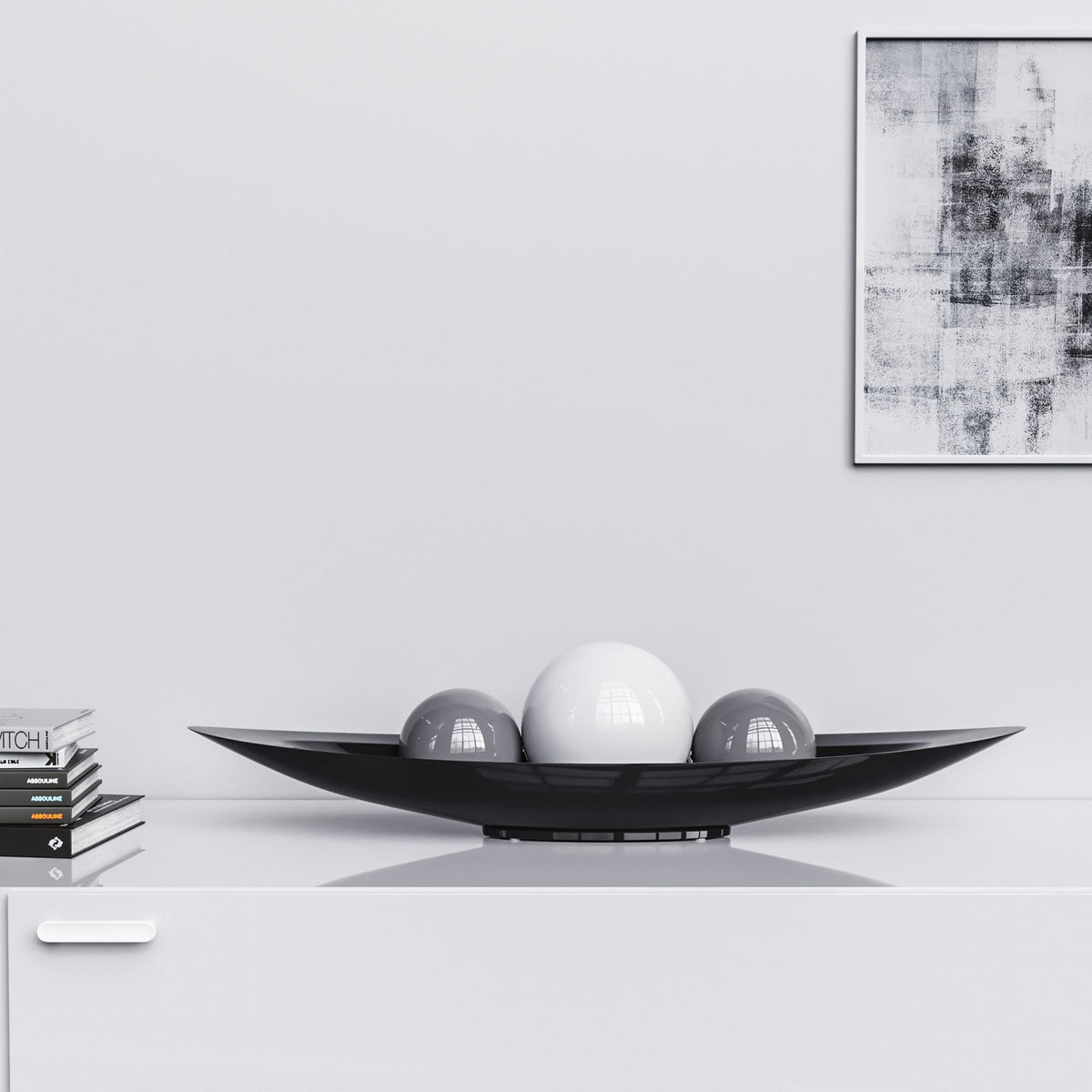 Ceramic Canoe & Three Balls Set - Plain Colors - Synchrony Art INC
