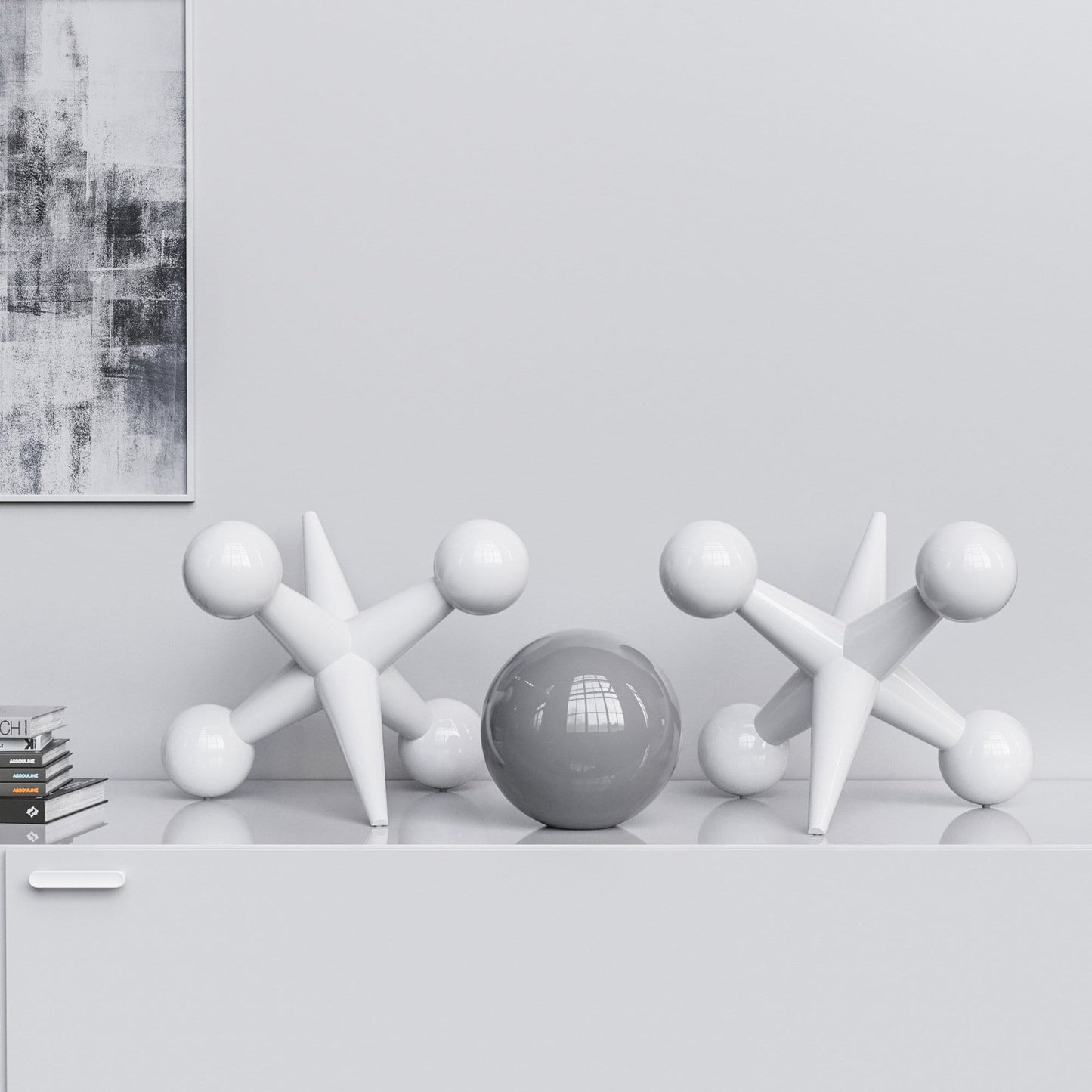 Ceramic 18"Jacks & 10" Ball  Set - Plain Colors - Synchrony Art INC