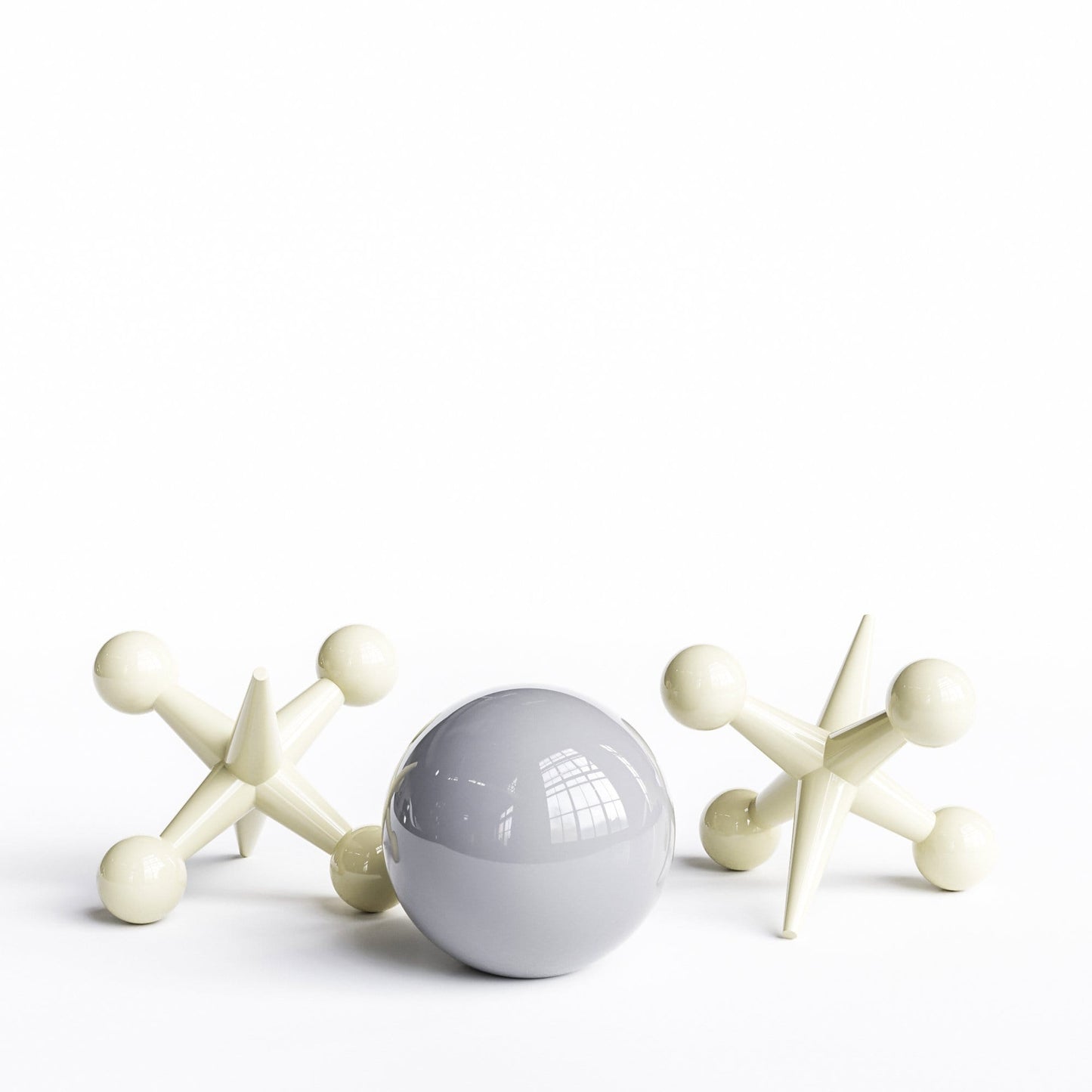 Ceramic 18"Jacks & 16" Ball  Set - Plain Colors - Synchrony Art INC