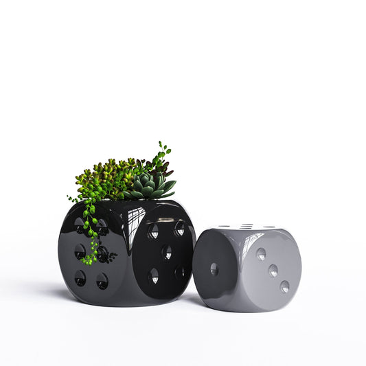 Ceramic Dice & Plants Set - Plain Colors - Synchrony Art INC