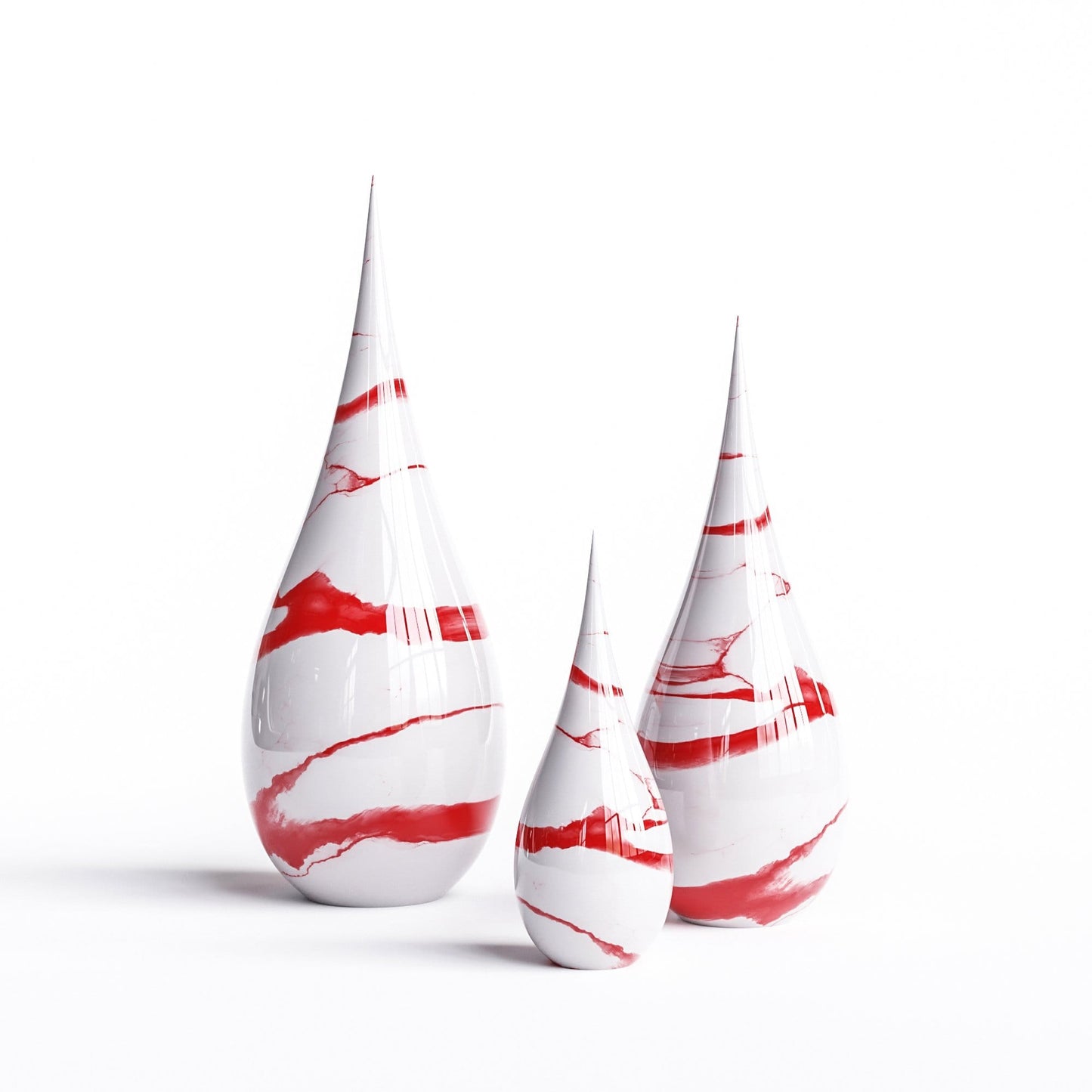 Ceramic Drop Three Pieces Set - White Marbles - Synchrony Art INC