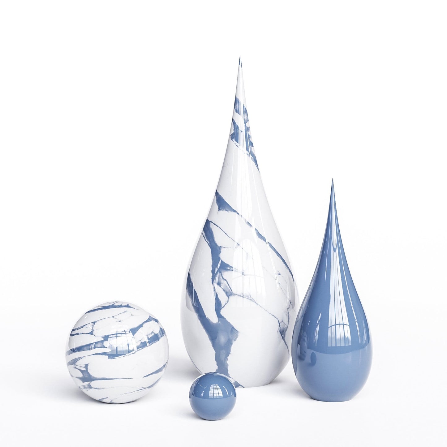 Ceramic Drop & Sphere Set - Plain & Marbles - Synchrony Art INC