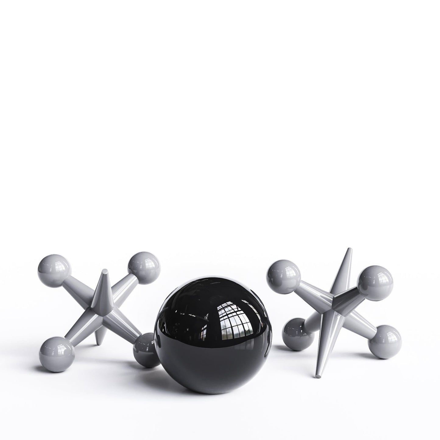 Ceramic 18"Jacks & 16" Ball  Set - Plain Colors - Synchrony Art INC