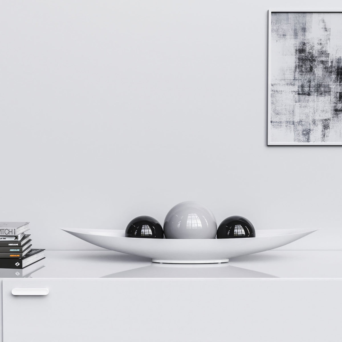 Ceramic Canoe & Three Balls Set - Plain Colors - Synchrony Art INC