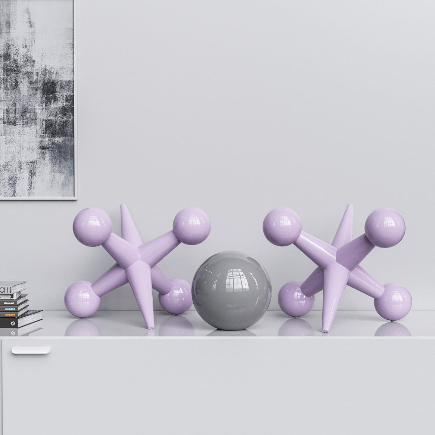 Ceramic 18"Jacks & 10" Ball  Set - Plain Colors - Synchrony Art INC