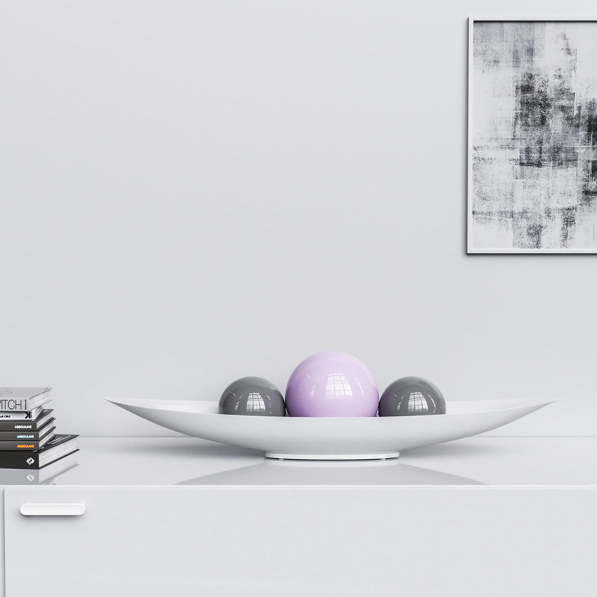 Ceramic Canoe & Three Balls Set - Plain Colors - Synchrony Art INC