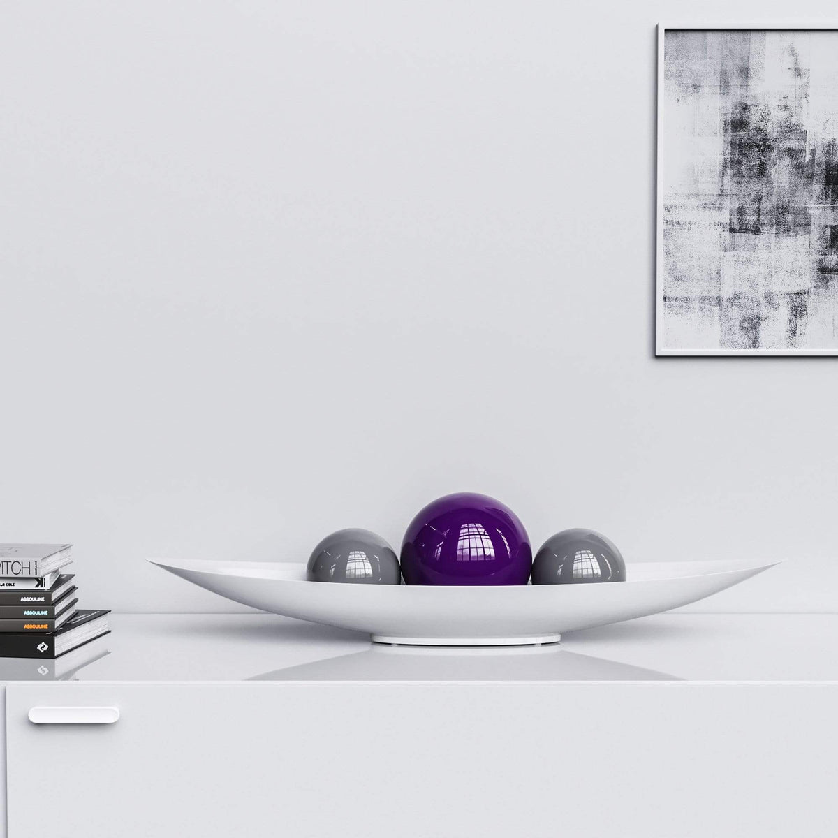 Ceramic Canoe & Three Balls Set - Plain Colors - Synchrony Art INC