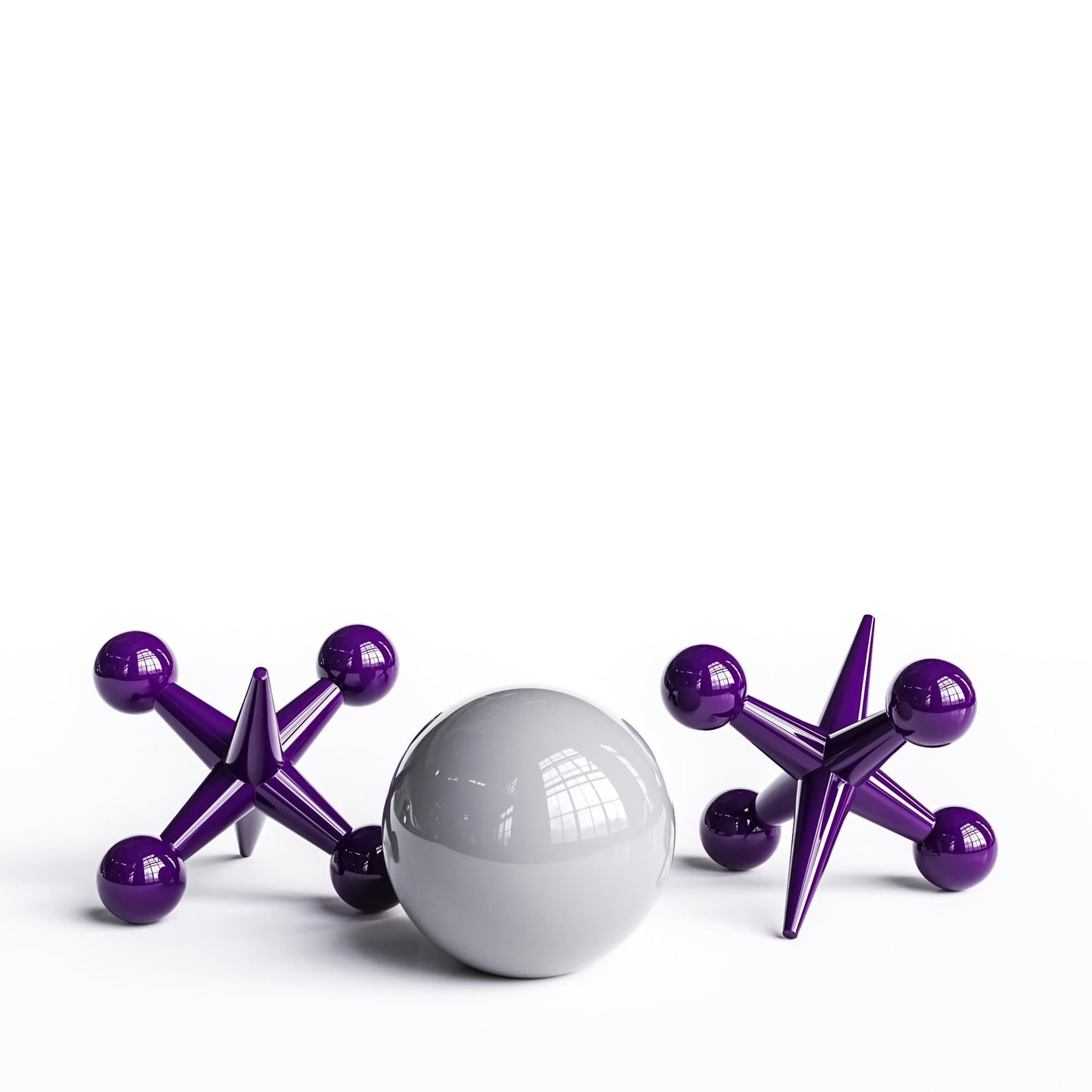 Ceramic 18"Jacks & 16" Ball  Set - Plain Colors - Synchrony Art INC