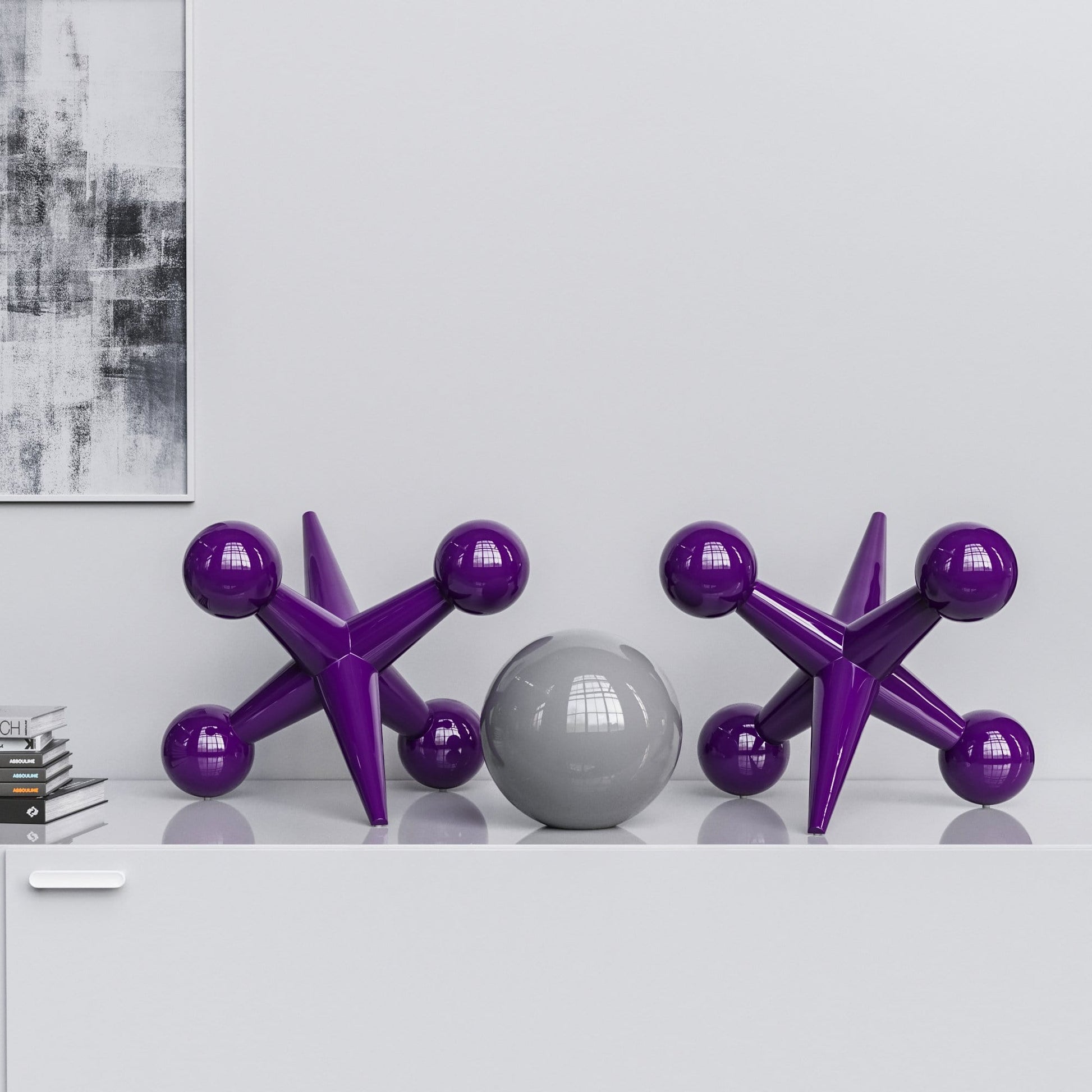 Ceramic 18"Jacks & 10" Ball  Set - Plain Colors - Synchrony Art INC