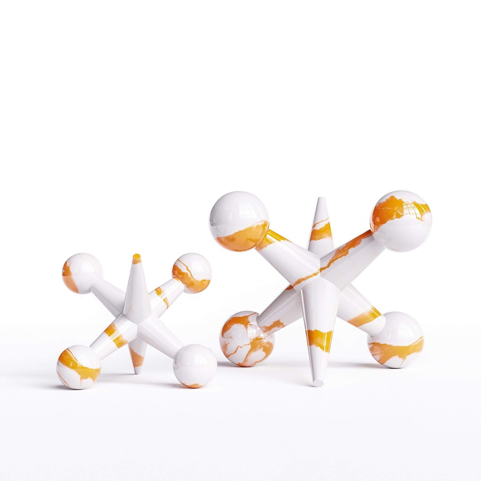 Ceramic Jack Set - White Marbles - Synchrony Art INC