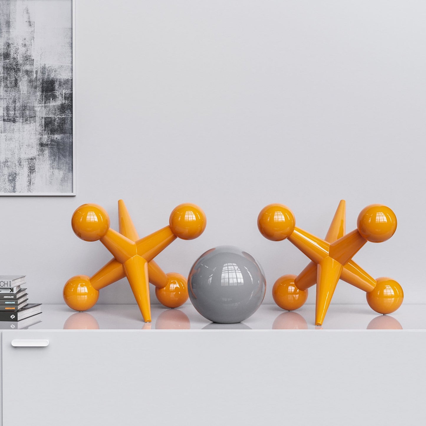 Ceramic 18"Jacks & 10" Ball  Set - Plain Colors - Synchrony Art INC