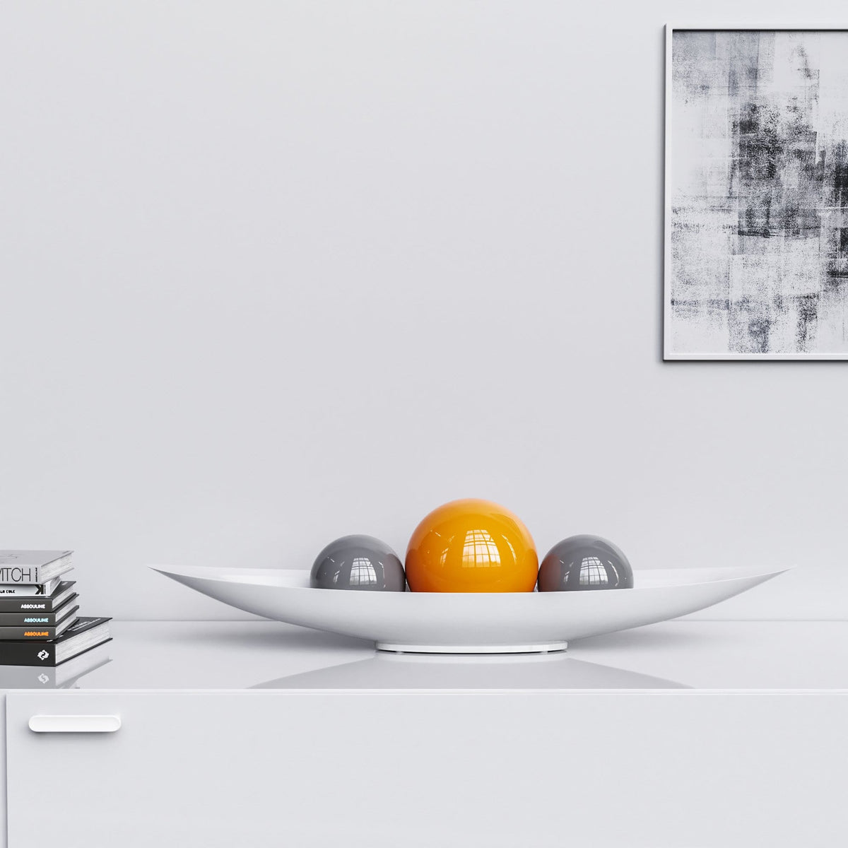 Ceramic Canoe & Three Balls Set - Plain Colors - Synchrony Art INC