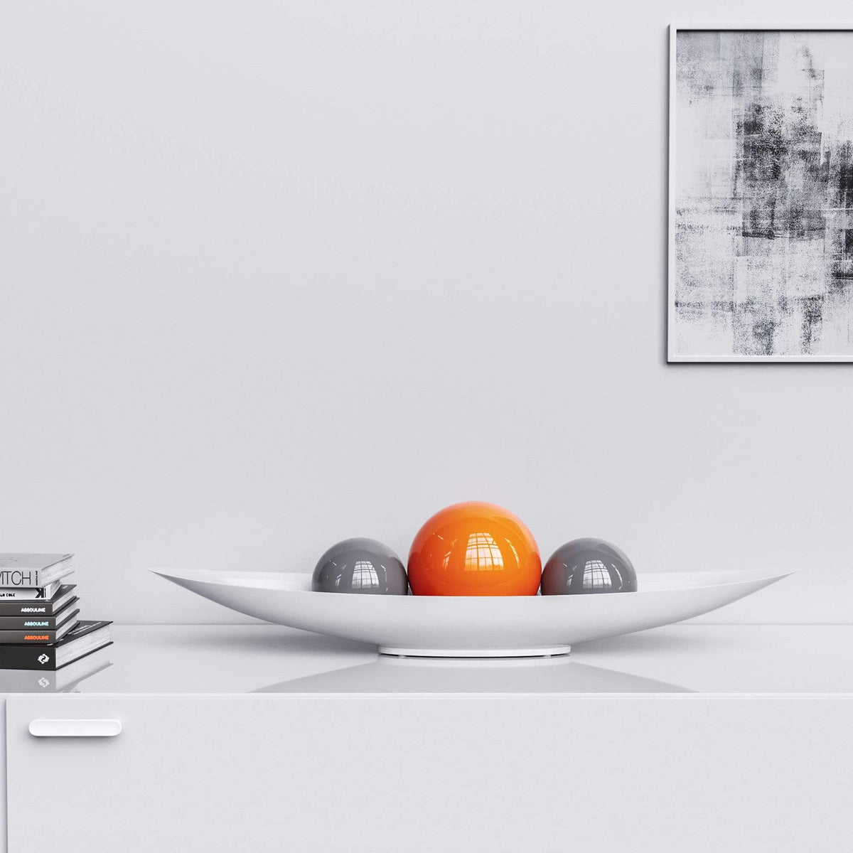 Ceramic Canoe & Three Balls Set - Plain Colors - Synchrony Art INC