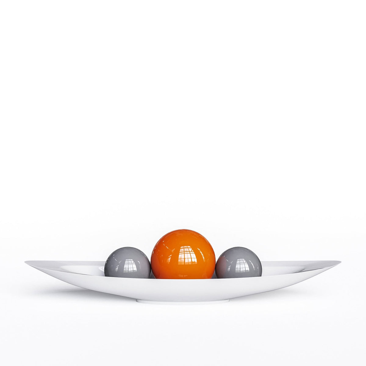 Ceramic Canoe & Three Balls Set - Plain Colors - Synchrony Art INC