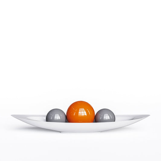 Ceramic Canoe & Three Balls Set - Plain Colors - Synchrony Art INC