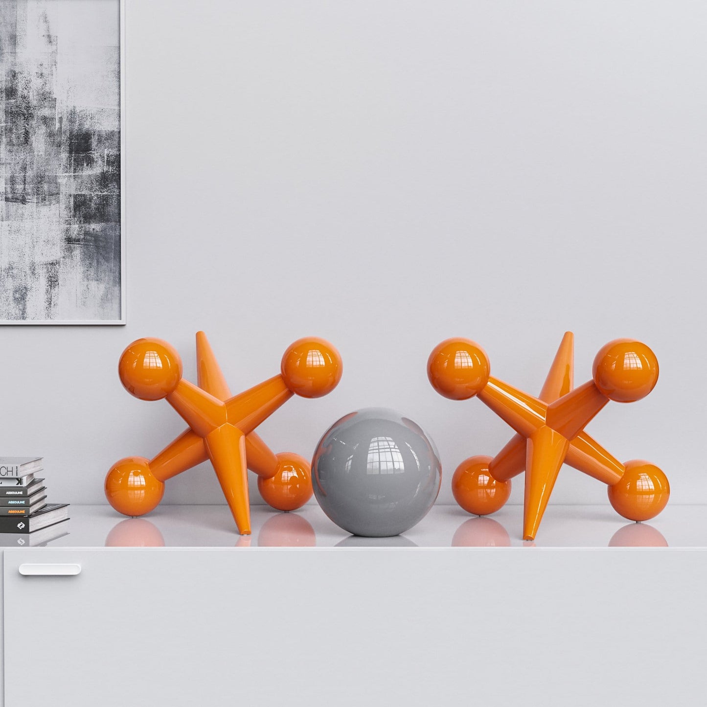 Ceramic 18"Jacks & 10" Ball  Set - Plain Colors - Synchrony Art INC