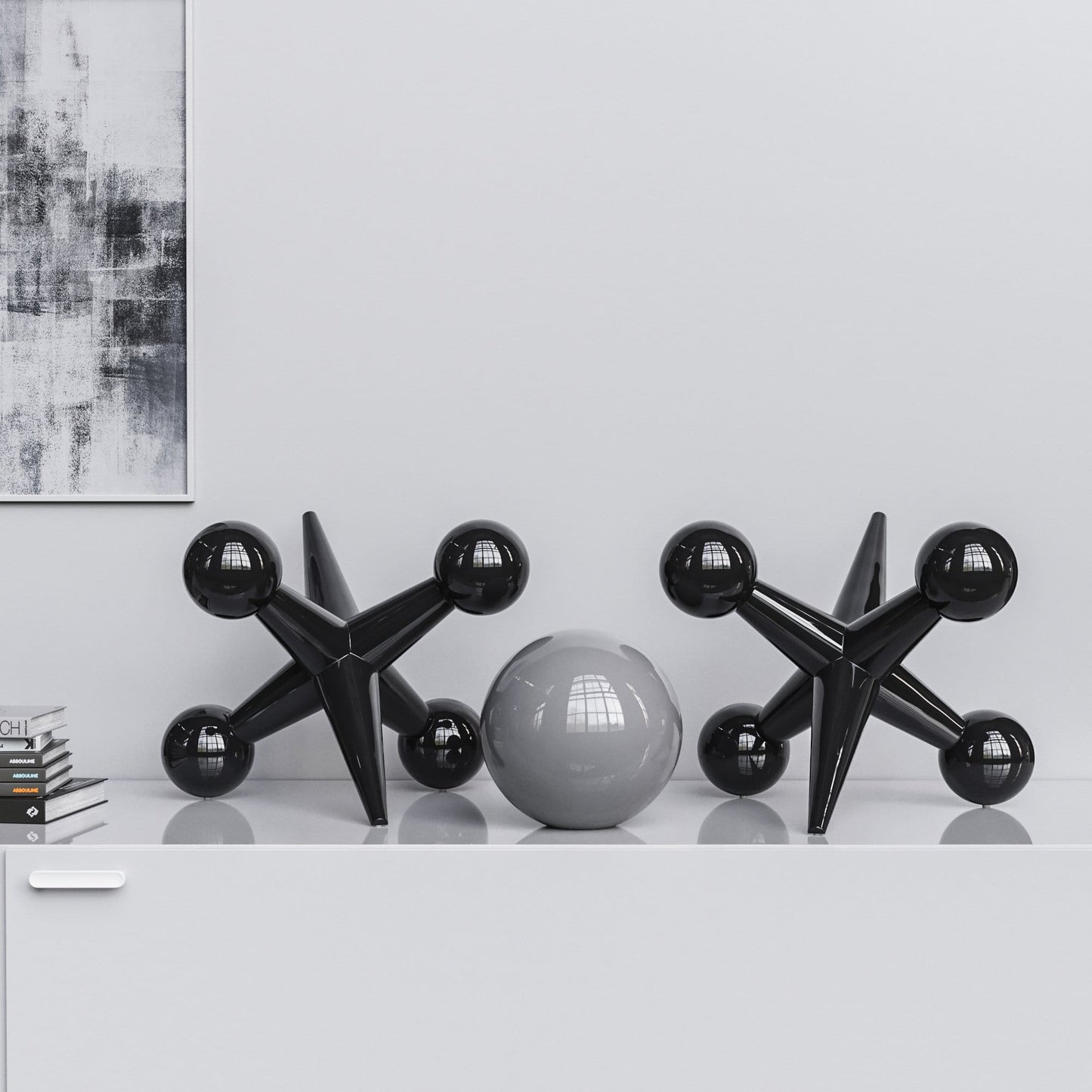 Ceramic 18"Jacks & 10" Ball  Set - Plain Colors - Synchrony Art INC