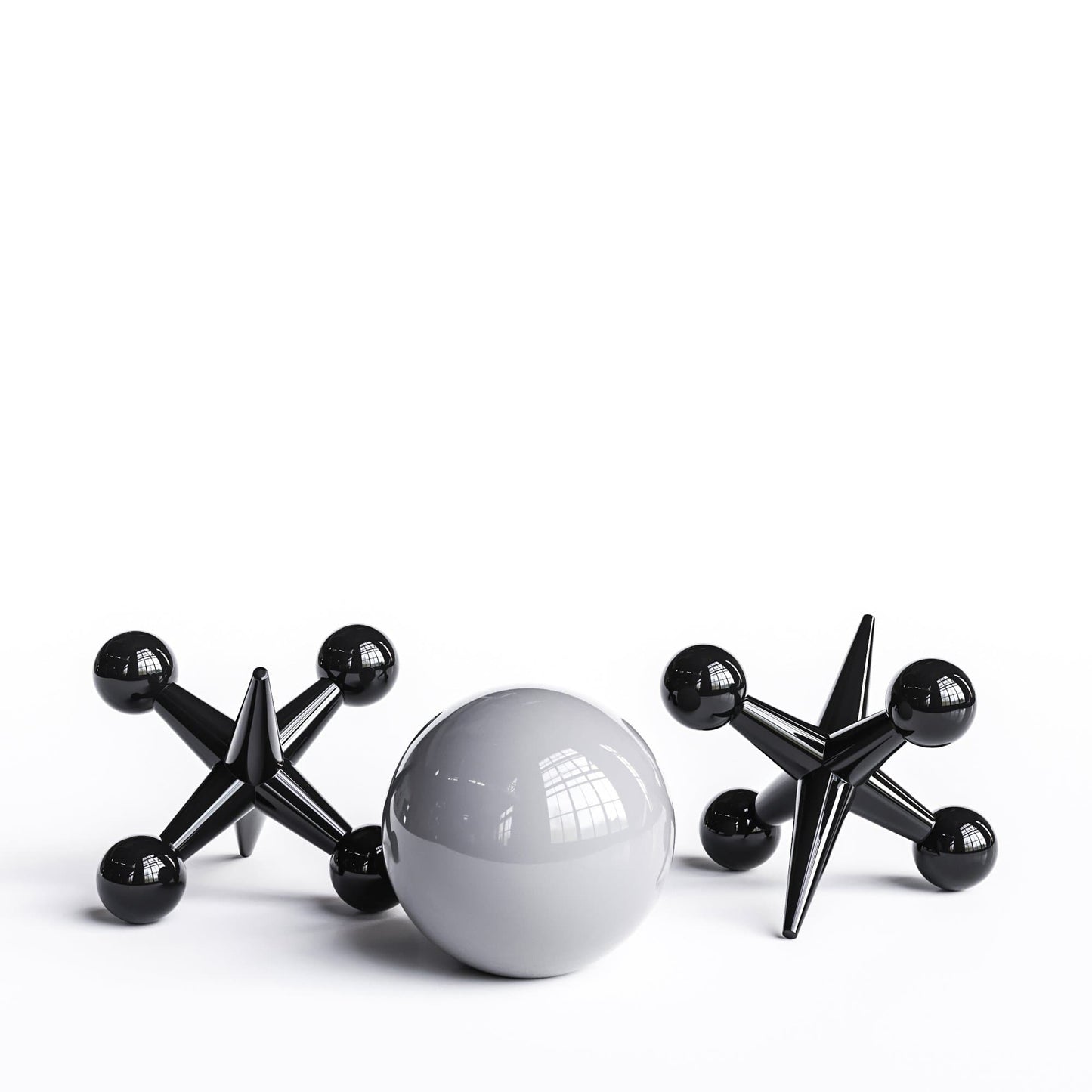 Ceramic 18"Jacks & 16" Ball  Set - Plain Colors - Synchrony Art INC