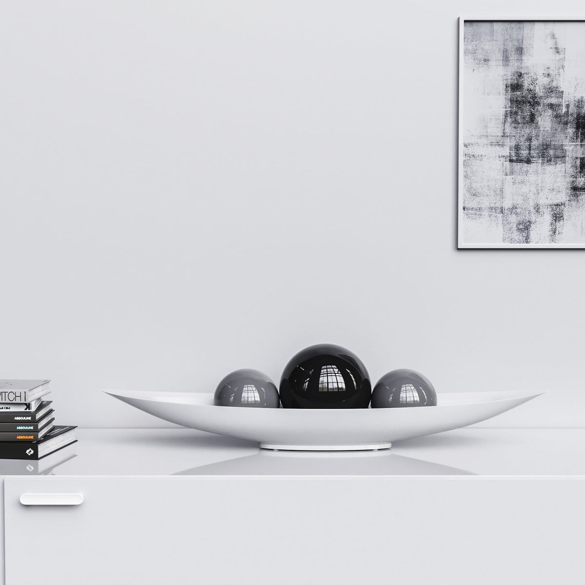 Ceramic Canoe & Three Balls Set - Plain Colors - Synchrony Art INC