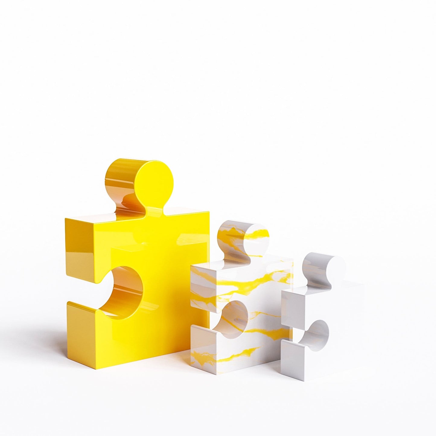 Ceramic Three Puzzles Set (Enhanced) - Plain & Marble Colors - Synchrony Art INC