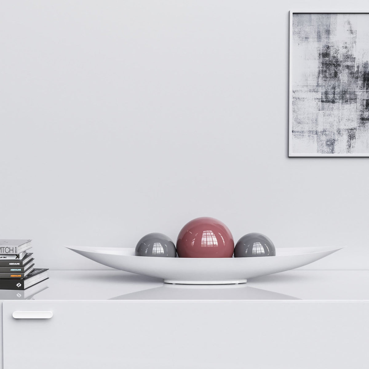Ceramic Canoe & Three Balls Set - Plain Colors - Synchrony Art INC