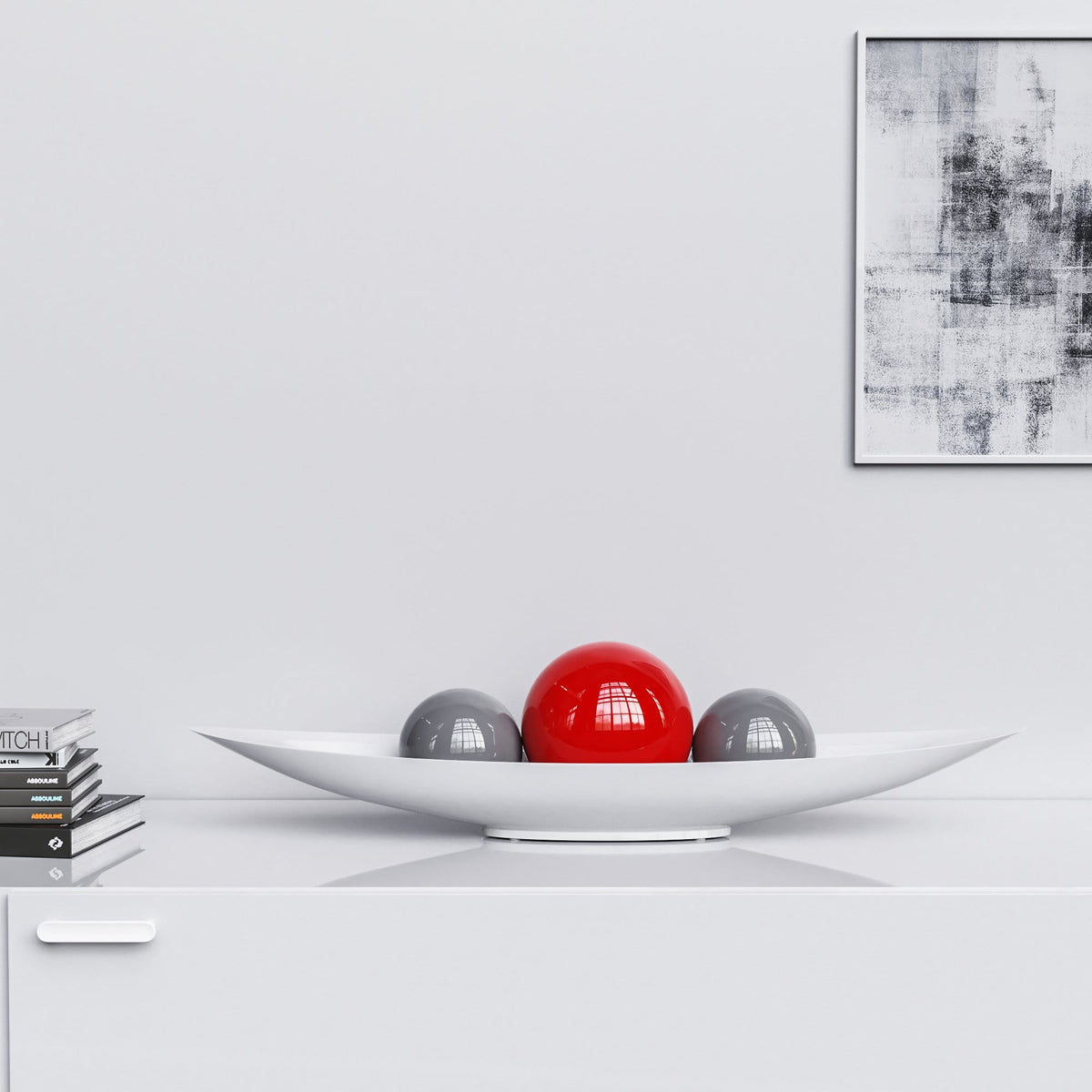 Ceramic Canoe & Three Balls Set - Plain Colors - Synchrony Art INC