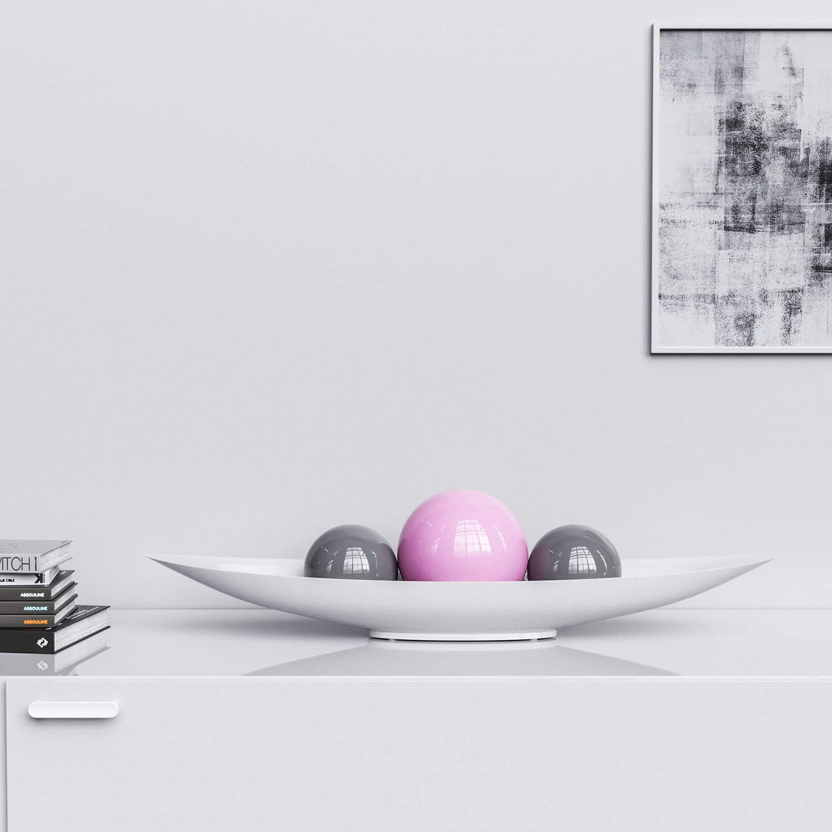 Ceramic Canoe & Three Balls Set - Plain Colors - Synchrony Art INC
