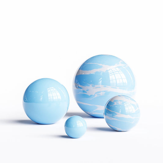 Ceramic Sphere Four Pieces Set - Plain & Marbles - Synchrony Art INC
