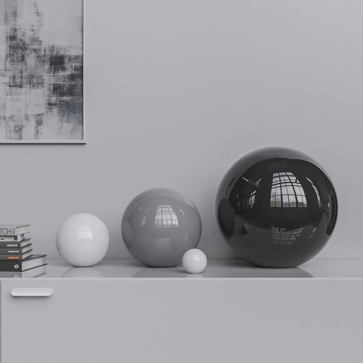 Ceramic Sphere Four Pieces Set - Plain Colors - Synchrony Art INC