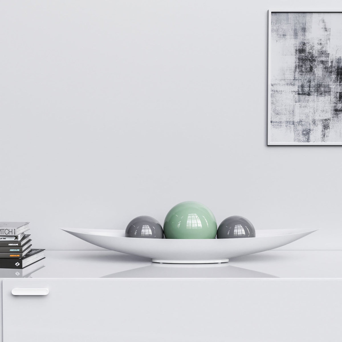 Ceramic Canoe & Three Balls Set - Plain Colors - Synchrony Art INC