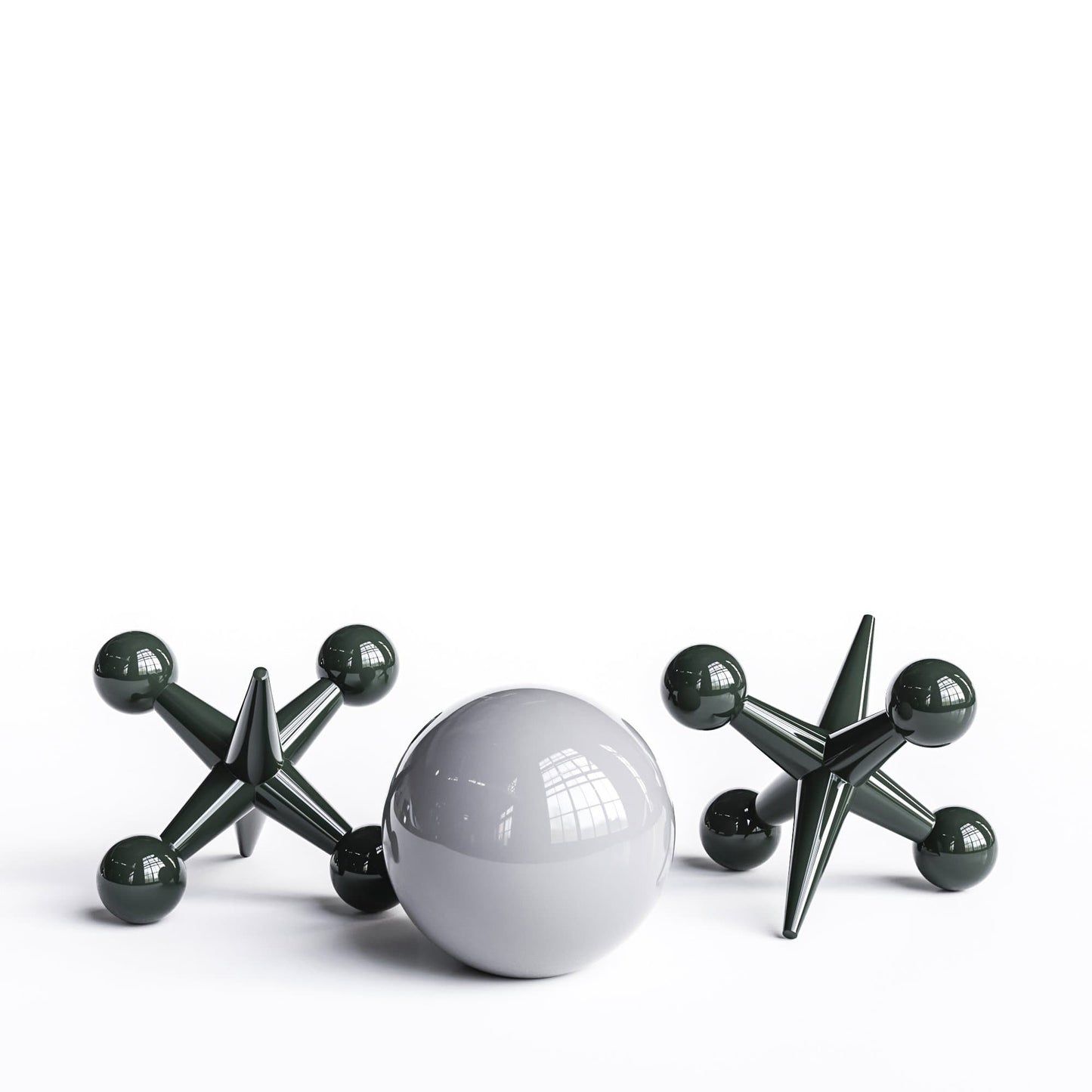 Ceramic 18"Jacks & 16" Ball  Set - Plain Colors - Synchrony Art INC