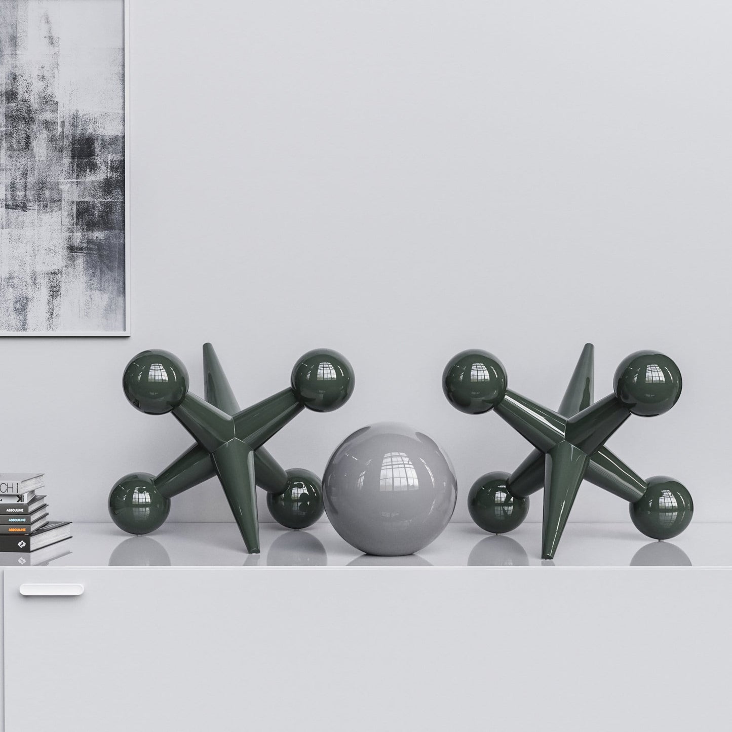Ceramic 18"Jacks & 10" Ball  Set - Plain Colors - Synchrony Art INC