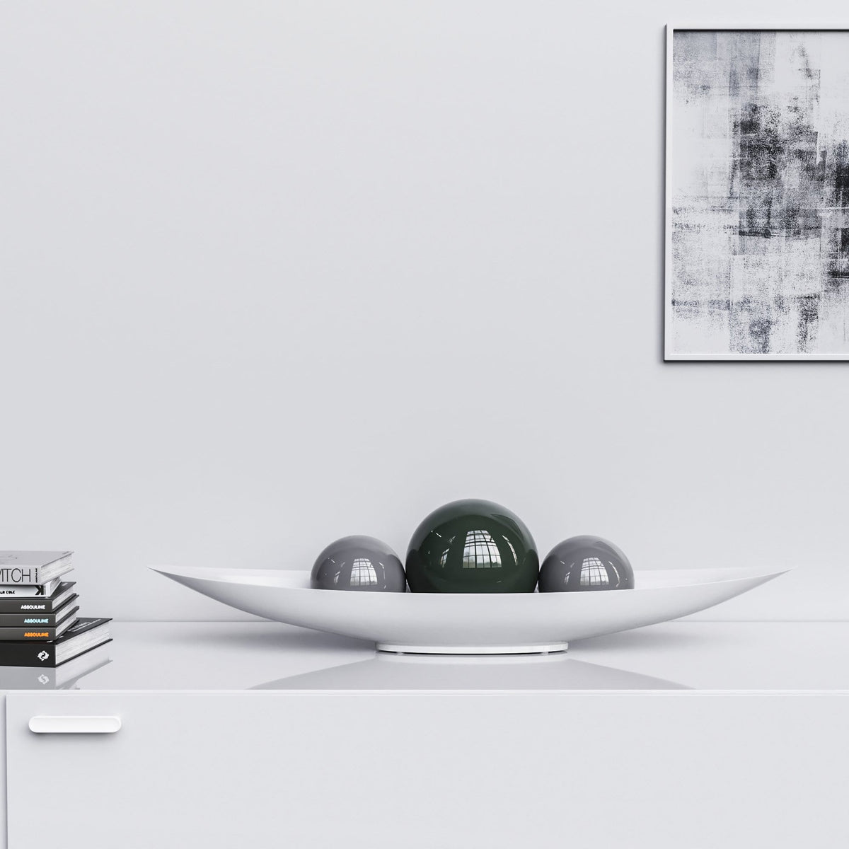 Ceramic Canoe & Three Balls Set - Plain Colors - Synchrony Art INC