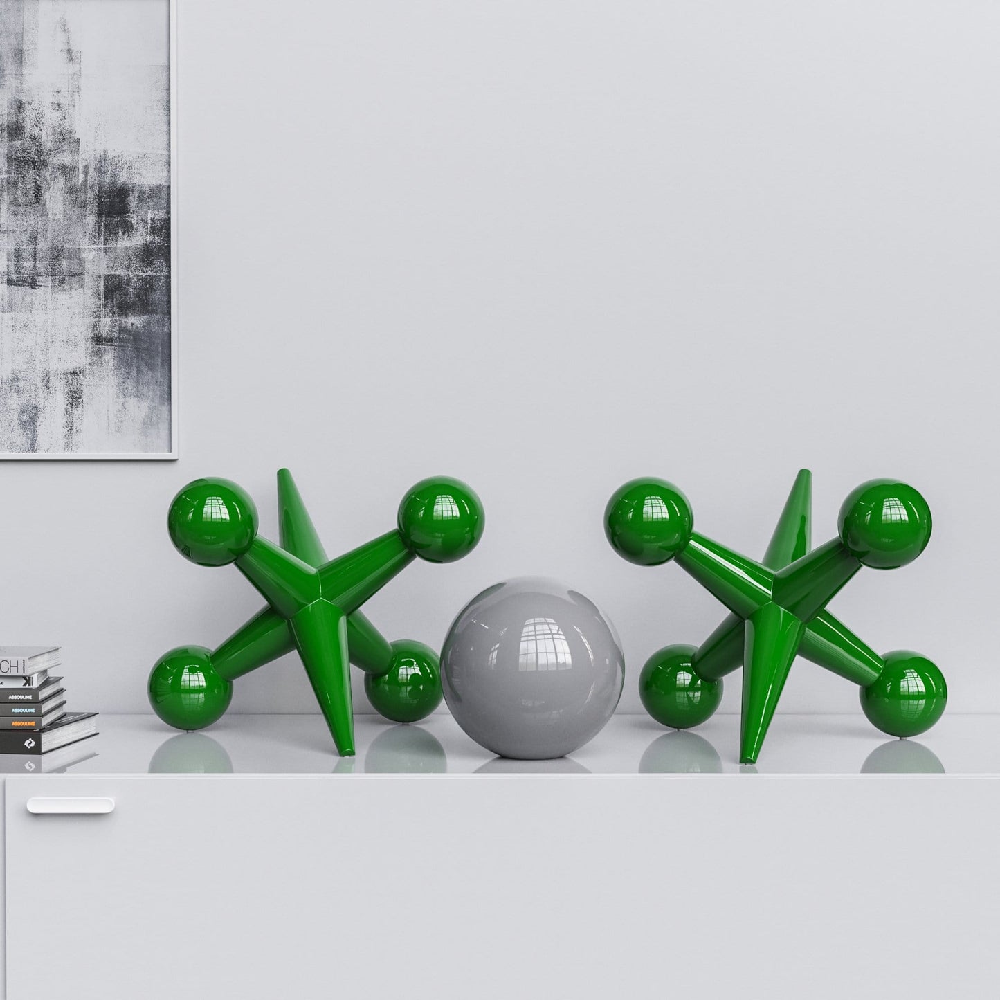 Ceramic 18"Jacks & 10" Ball  Set - Plain Colors - Synchrony Art INC